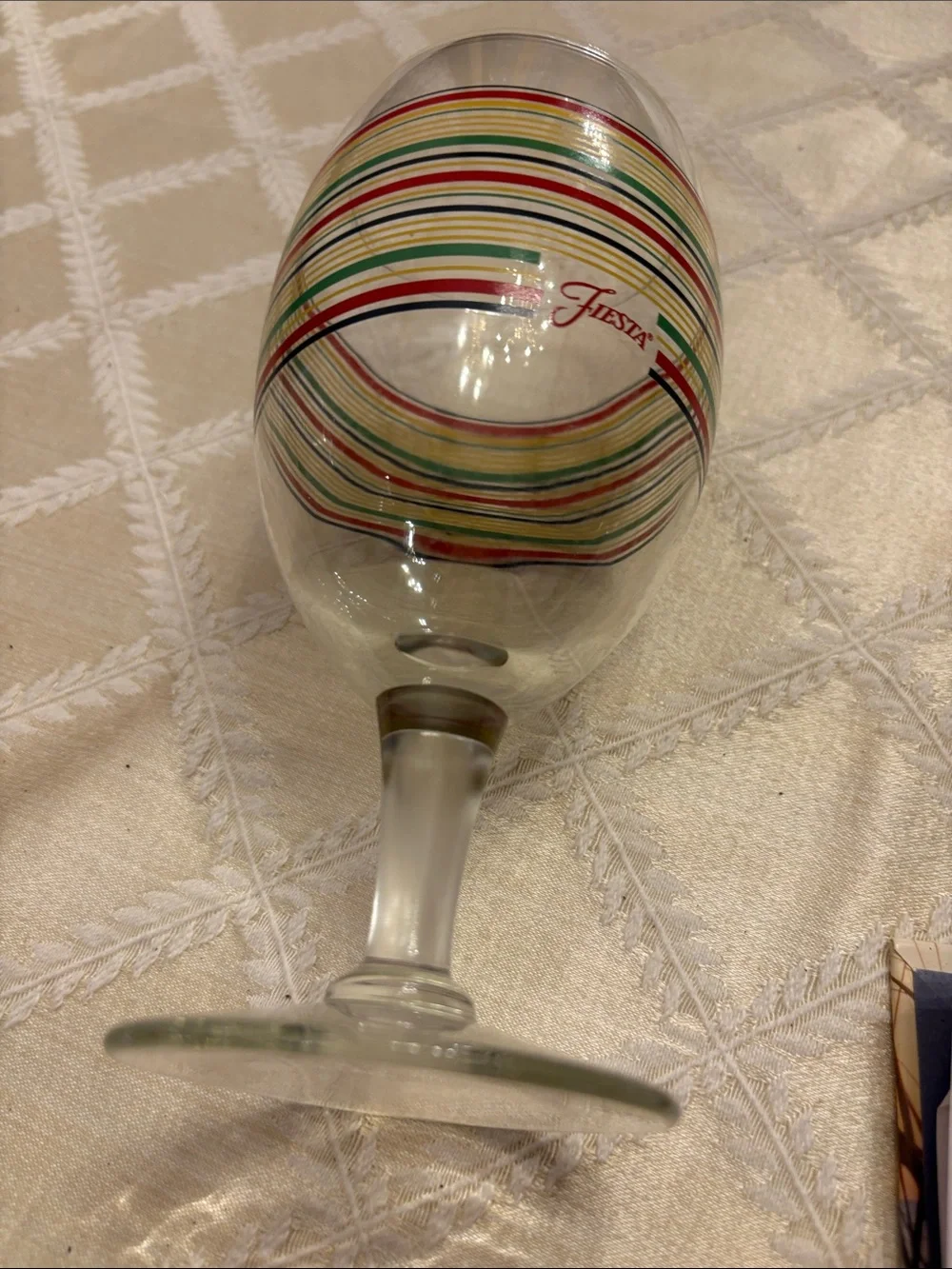 Vintage Fiesta Glass with Red, Yellow, Green and Black Stripes Set of 8
